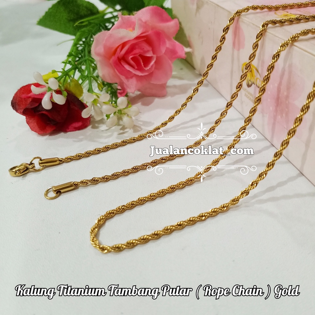 Tambang Putar Gold / Mas Rantai kalung titanium stainless 316L HIGH QUALITY chain rope aksesoris wan
