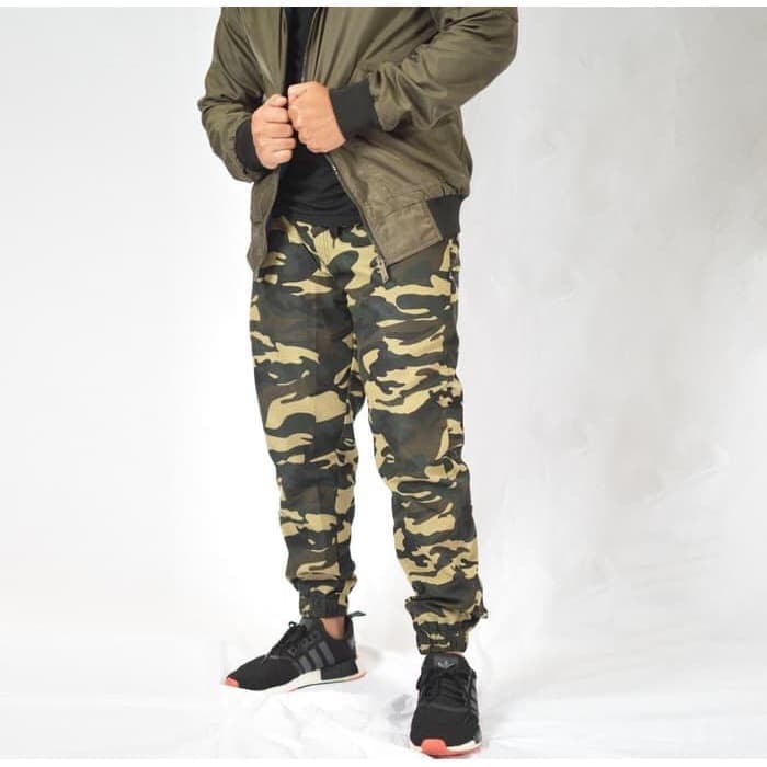 Celana jogger training Panjang Pria Corak Army - Army Men - Hijau, XL JF