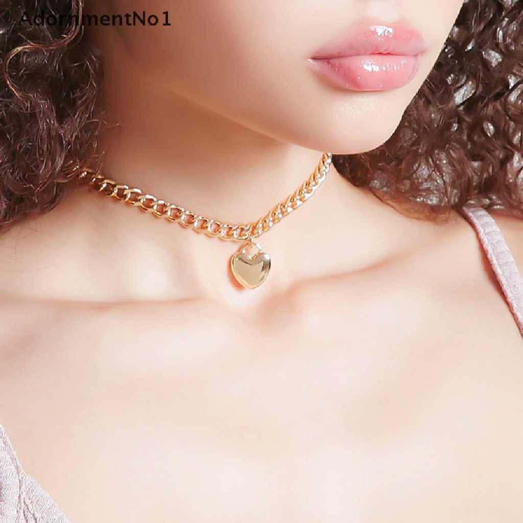 (AdornmentNo1) Kalung Choker Rantai Pendan Gembok Hati Gaya Punk Untuk Wanita