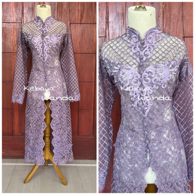 Ready Kebaya Akad Kotak Tanpa Payet / Kebaya Ibu Besan / Gaun Pengantin