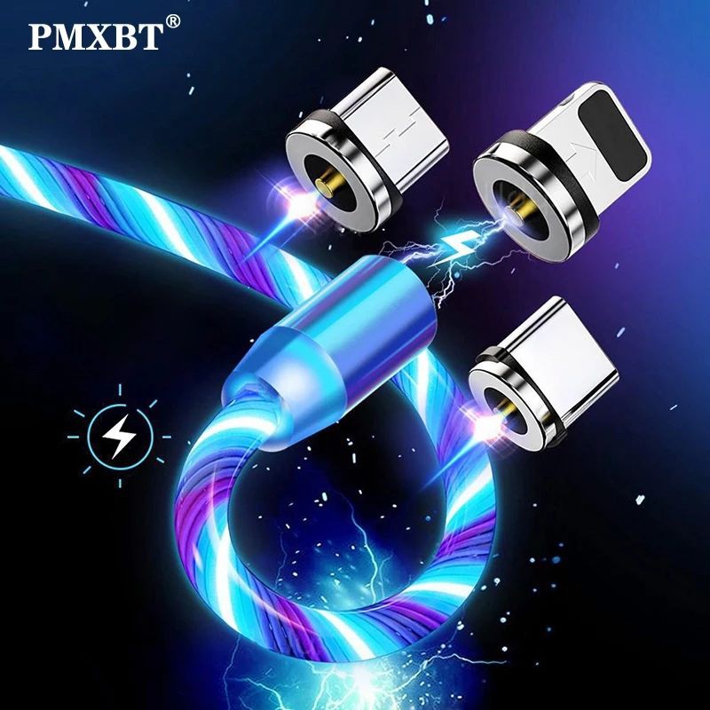 Usb kabel charger magnetic berlampu led micro usb typec iphone best Qaulity / COD SUPPORT
