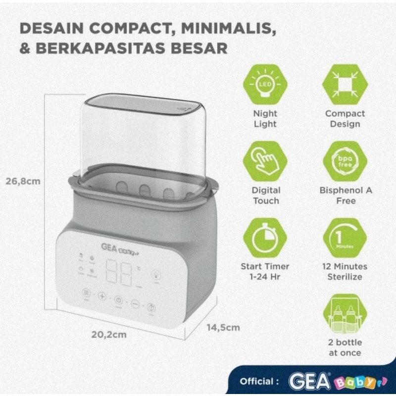 Gea Baby Smart Digital Bottle Warmer &amp; Sterilizer GW-100/Steriliser &amp; Penghangat Botol Susu Bayi