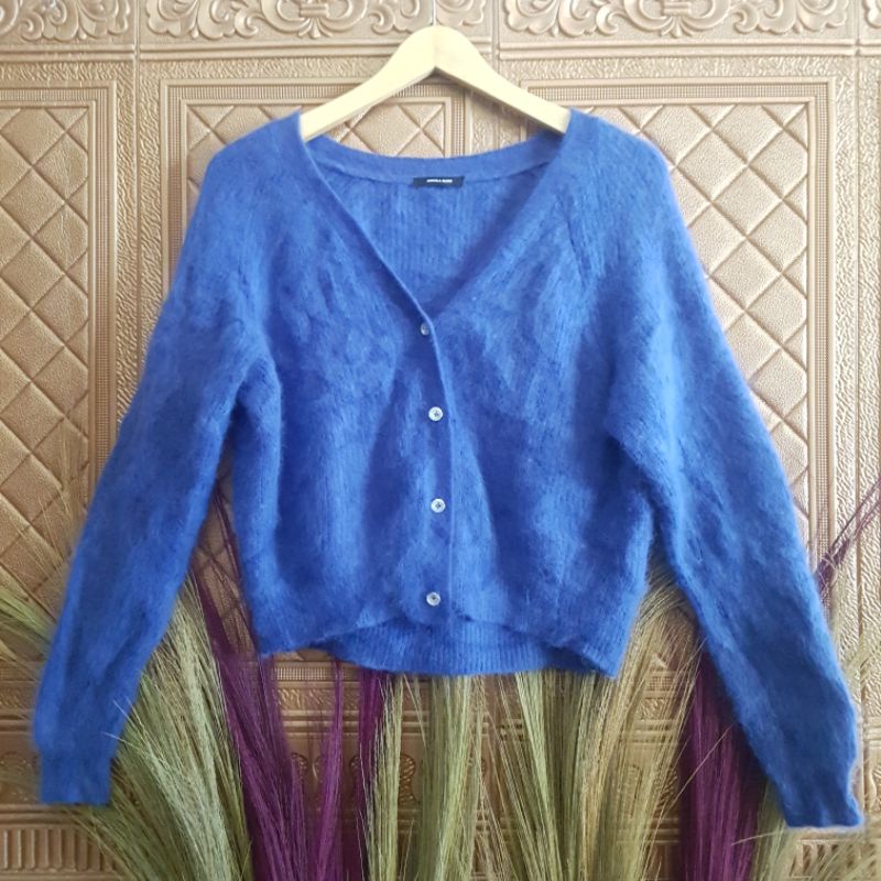 Cardigan Crop Bulu Faux Anggora