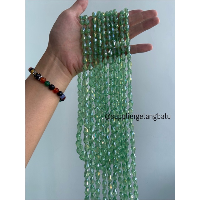 kristal Tetes ceko 13mm x 8mm SOFT GREEN quartz bening bross PREMIUM