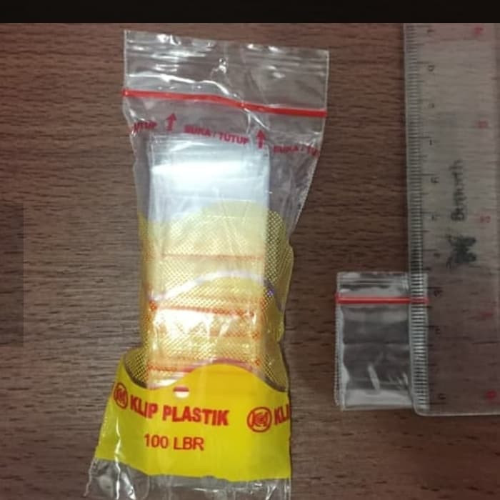 isi100lembar plastik KLIP 2,5x3CM mini kecil clip segel emas ziplock