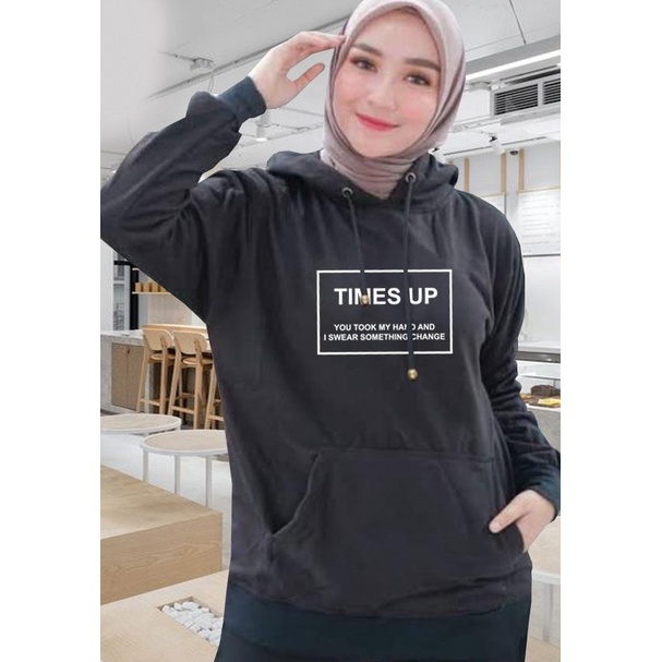 Sweater Hoodie Wanita times up / Sweater Hoodie Korean Style / Sweater Terbaru 2020 / Sweater Tebal / Sweatshirt Hoodie Wanita