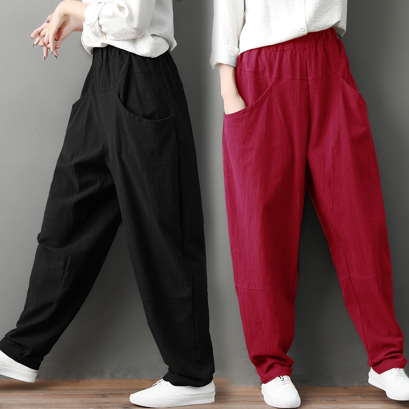  Baggy  Pants  Celana  Panjang Nine Lebar Casual Bahan  Katun  