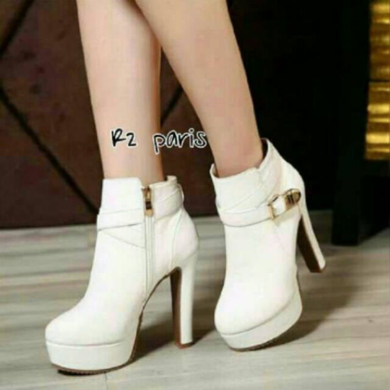 sepatu heels boot fashion wanita termurah elegan kekinian musim dingin