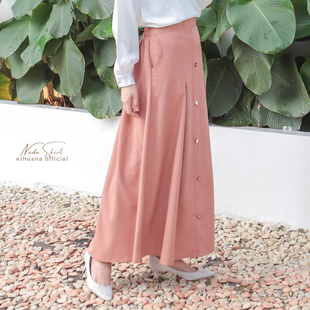 [𝐄𝐥𝐡𝐮𝐬𝐧𝐚] nada skirt / rok formal / rok lebar / rok kerja / rok panjang / bawahan wanita / rok A