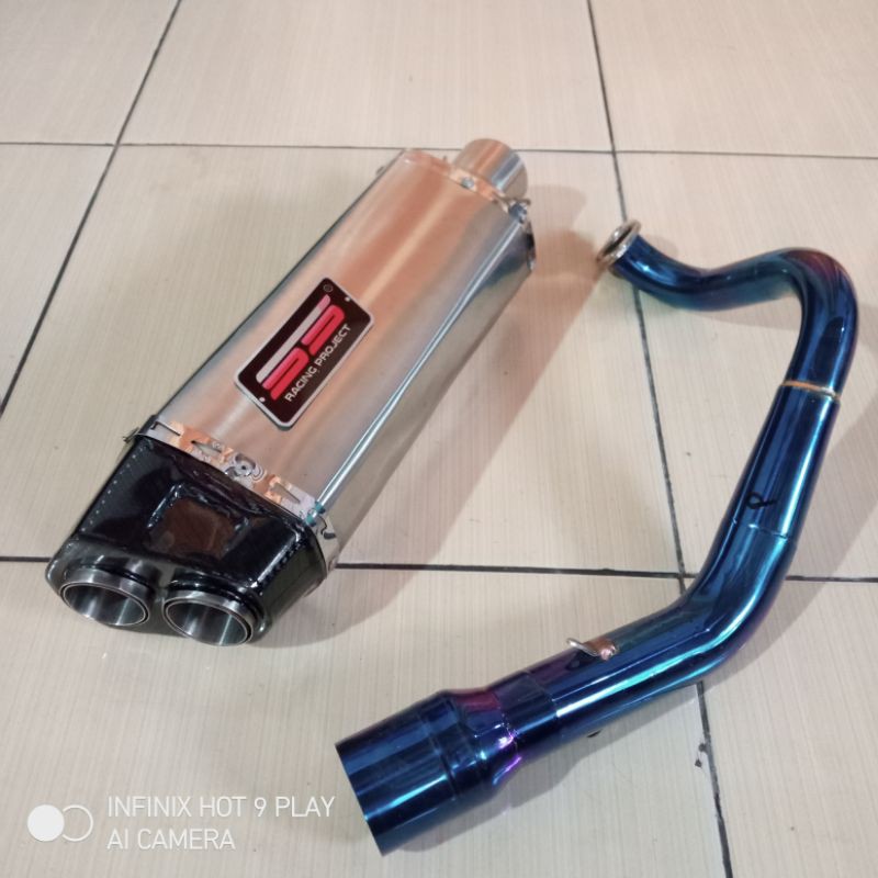 knalpot original SS racing CRz1 leher bending blue fullsystem
