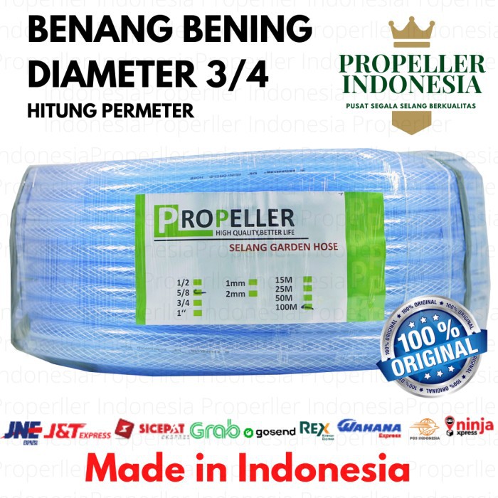 Selang Air PERMETER 3/4 2MM Benang Bening/SELANG AIR TAMAN/SELANG SIRAM TANAMAN/SELANG AIR ELASTIS