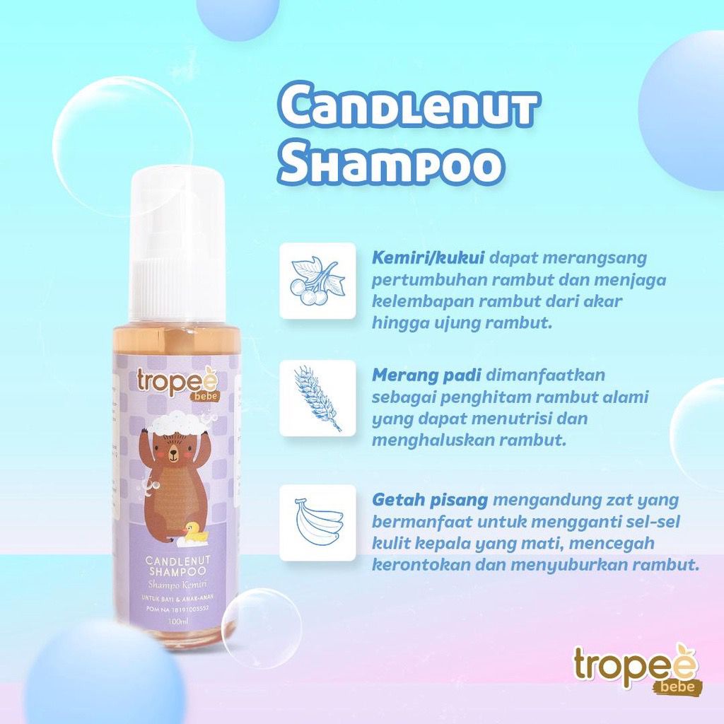 Tropee Bebe - Paket Minyak &amp; Shampo Kemiri &amp; Lotion Rambut 100ML FREE SISIR BAYI