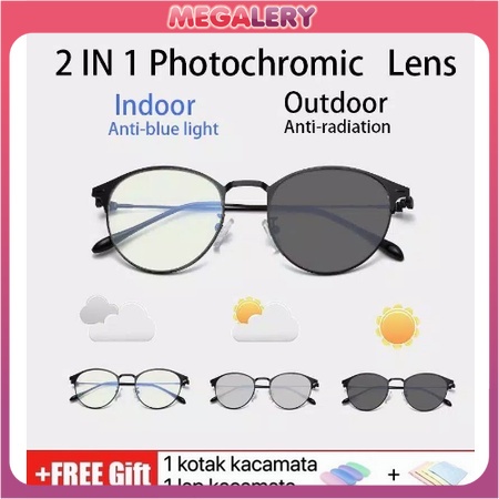 Kacamata Photocromic Korea Anti Radiasi 3 In 1 Potokromik Photochromic Pria Wanita