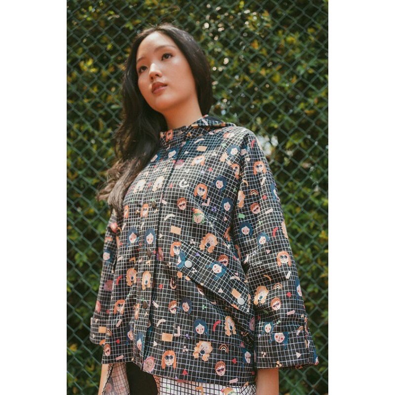 

black grid faces rochida, cottonik x idekuhandmade