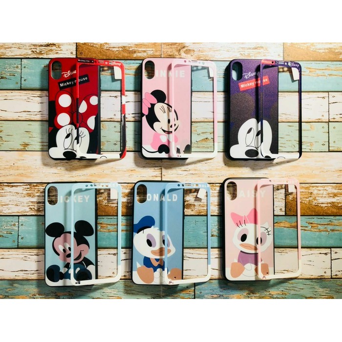 Samsung J7 Plus Case Fuze karakter disney dan Tempered Glass depan