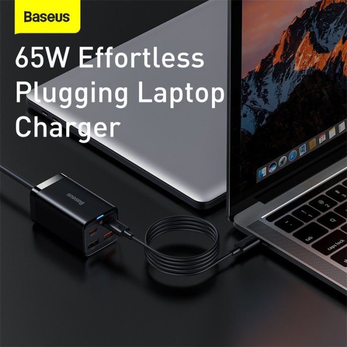 Baseus GAN 3 Pro Desktop Fast Charger 65W 4 in 1 -  Adaptor Wall Charging - 2 USB Port + 2 Type C PD - Garansi Resmi 6 Bulan