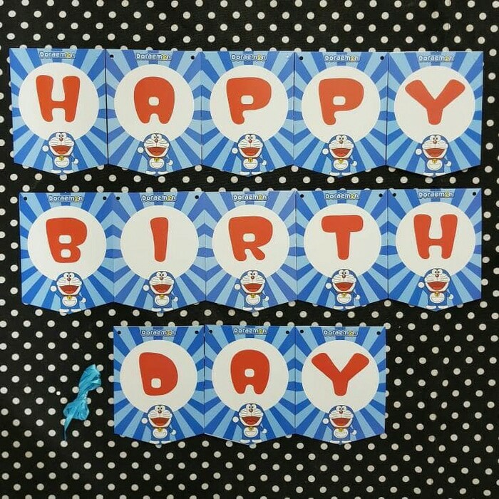 Banner Flag Happy Birthday Doraemon / Banner Happy Birthday Doraemon