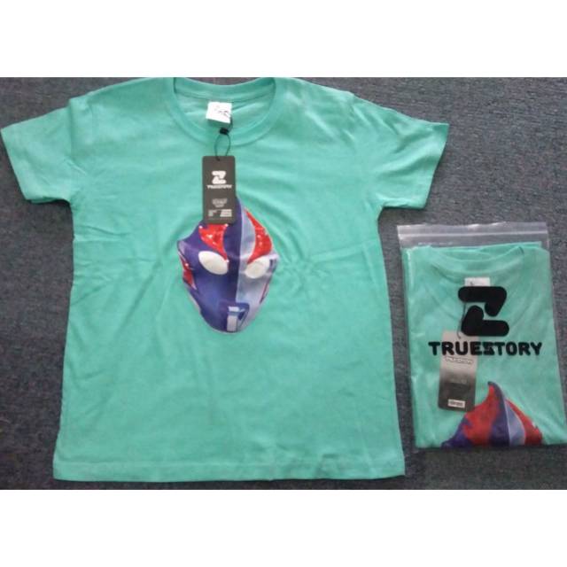 Kaos anak ULTRAMAN premium Led 2 lampu 6-11 th free polybag