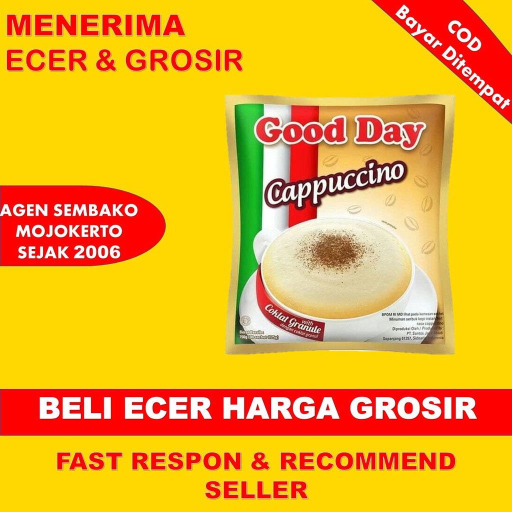 

GOOD DAY CAPPUCINO 25GR KOPI SACHET ECER RENCENG GROSIR