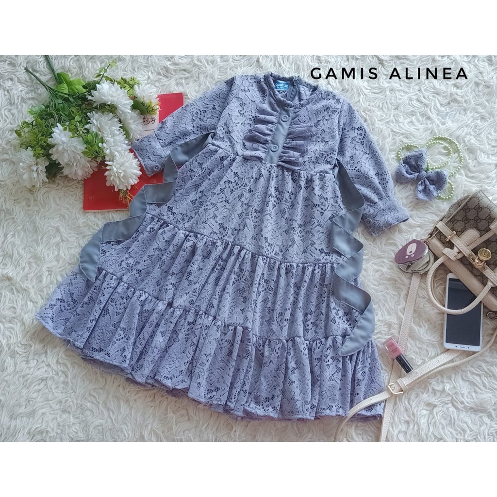 ALINEA KIDS DRESS TOYOBO MIX BRUKAT Gamis Anak Panjang Trendy Modern Kids Baju Panjang Stelan 2021