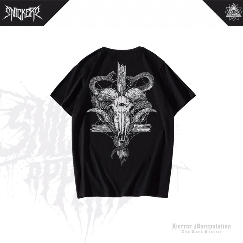 SNICKERS APPAREL / BLACK TSHIRT / BAJU KAOS PENDEK HITAM "Ts.whitesnakegoat"