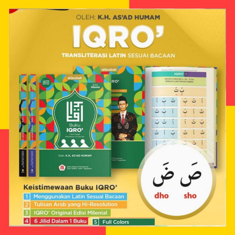 Buku Iqro Milenial Disertai Latin Cara Cepat Membaca Al Quran Full Colour Warna - Buku Iqro Latin - 