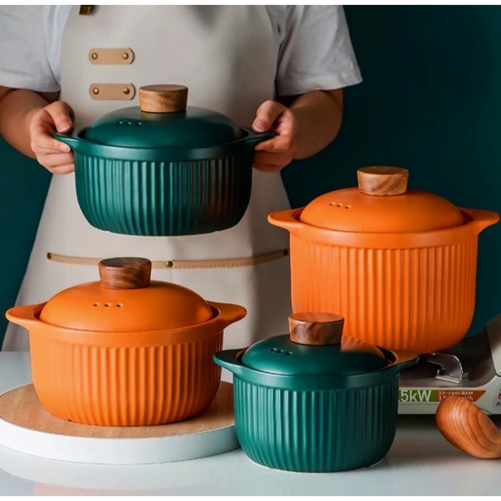 Panci keramik tahan panas - Nordic Style 1,8 Liter (Panci & Tutup Keramik)