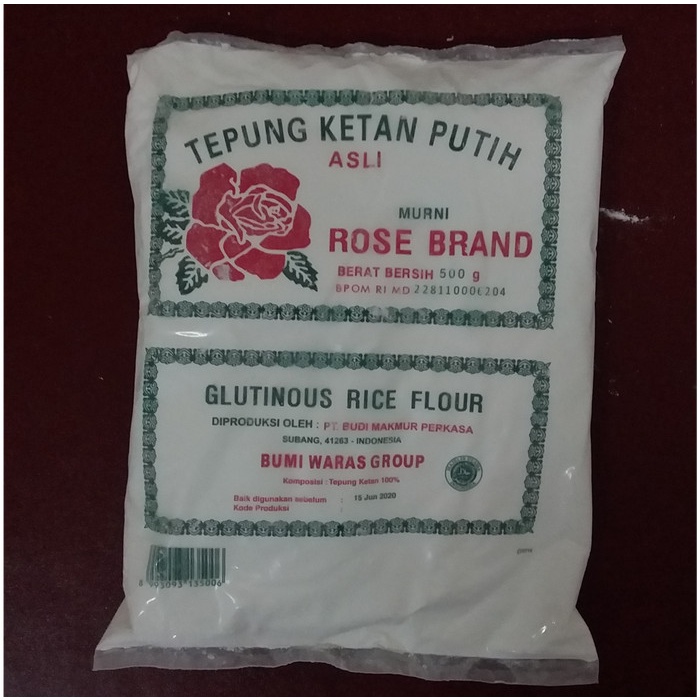 

Ketan-Beras-Tepung- Tepung Ketan Rose Brand; Isi 500 Gr -Tepung-Beras-Ketan.