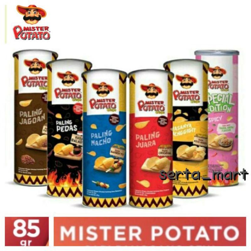 

Mister Potato Chips 85gr - Mr Potato Crisps Keripik Kentang Original / Sambal Matah / BBQ