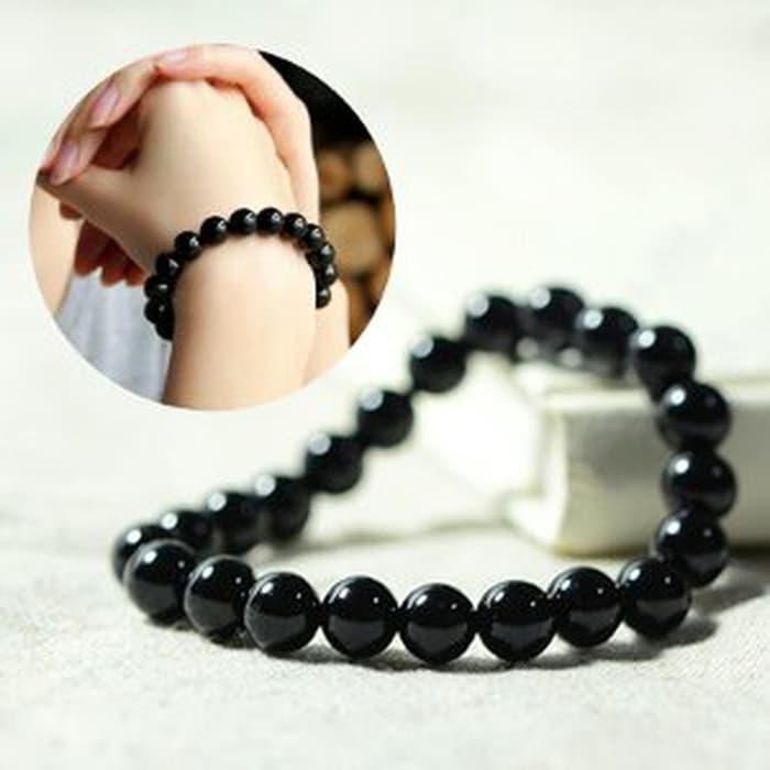 Iqbal Gelang Tangan Ptia Wanita Terapi Kesehatan Black Jade / Giok Hitam Asli - Menyerap Betadine