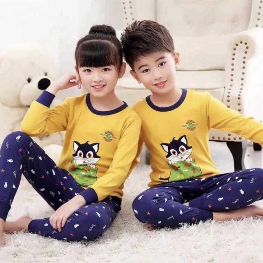 BAJU PIYAMA ANAK UNISEX CUTE MOTIF TERBARU KAOS KATUN PREMIUM 4THN