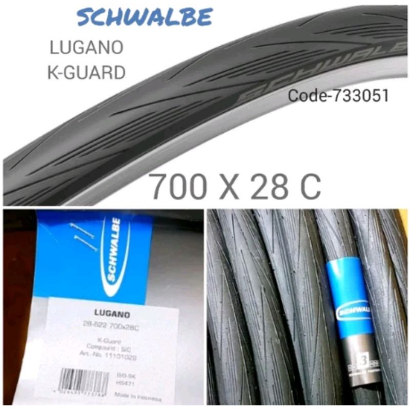 Ban Luar 700 x 28 C Schwalbe Lugano II K-Guard Wired . Tire Road Bike 700c x 28c Lugano 2