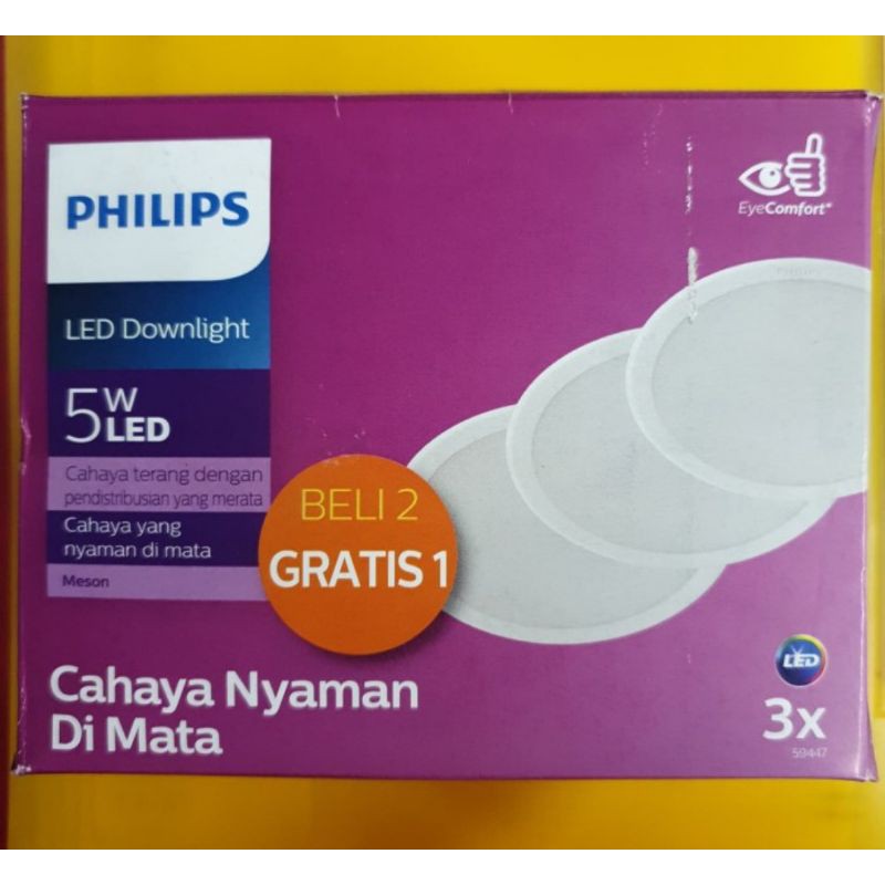 paket set downlight led panel philips meson 5w 5 watt led ceiling plafon philips 5w 5 watt isi 3