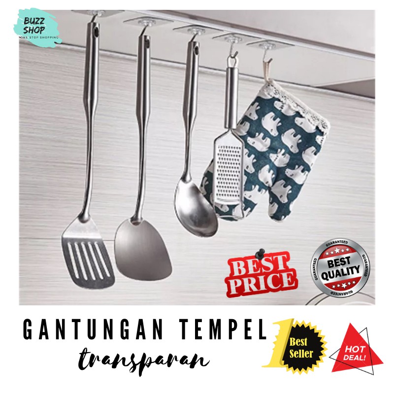 Gantungan Dinding Tempel Kuat Keramik HPL Dapur Kamar Mandi Hanger Stainless Steel TRANSPARAN Murah KT-018