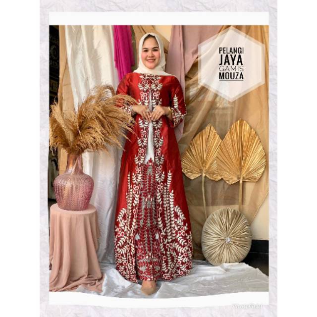 Gamis Mouza Bordiran Pelangi Jaya Real Original Pict