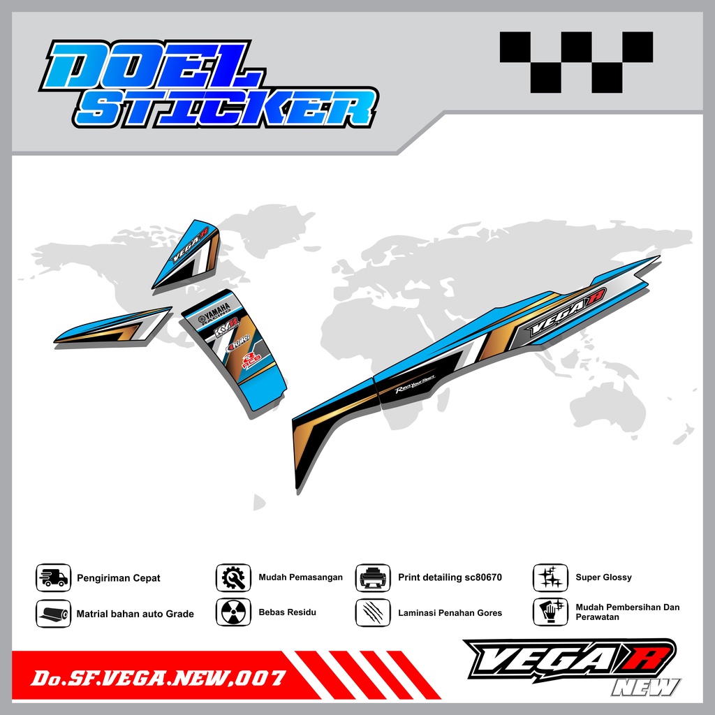 Sticker Striping Vega R New List Variasi Hologram , Crome Doel  007