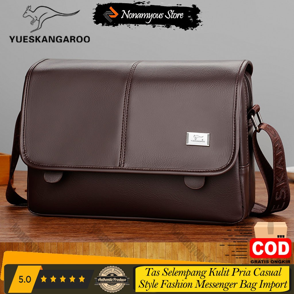 [ORIGINAL] Yueskangaroo Tas Selempang Kulit Pria Import Casual Style Fashion Messenger Bag