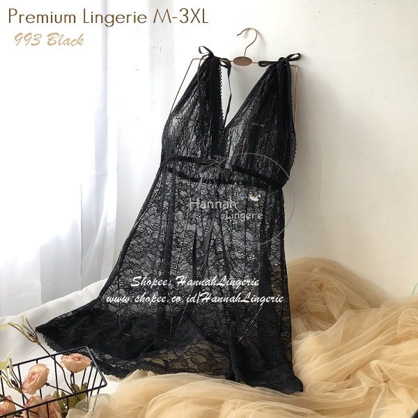 M L XL XXL  Premium Halus / Hannah Lingerie Big Size Sexy Original Baju Tidur Seksi Transparan 993