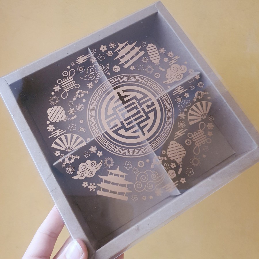 

( 5 Pcs ) Dus Nastar Imlek Sincia Box Kue Keranjang Sekat 4 Tutup Mika Motif CNY Kotak Hampers Chinese New Year