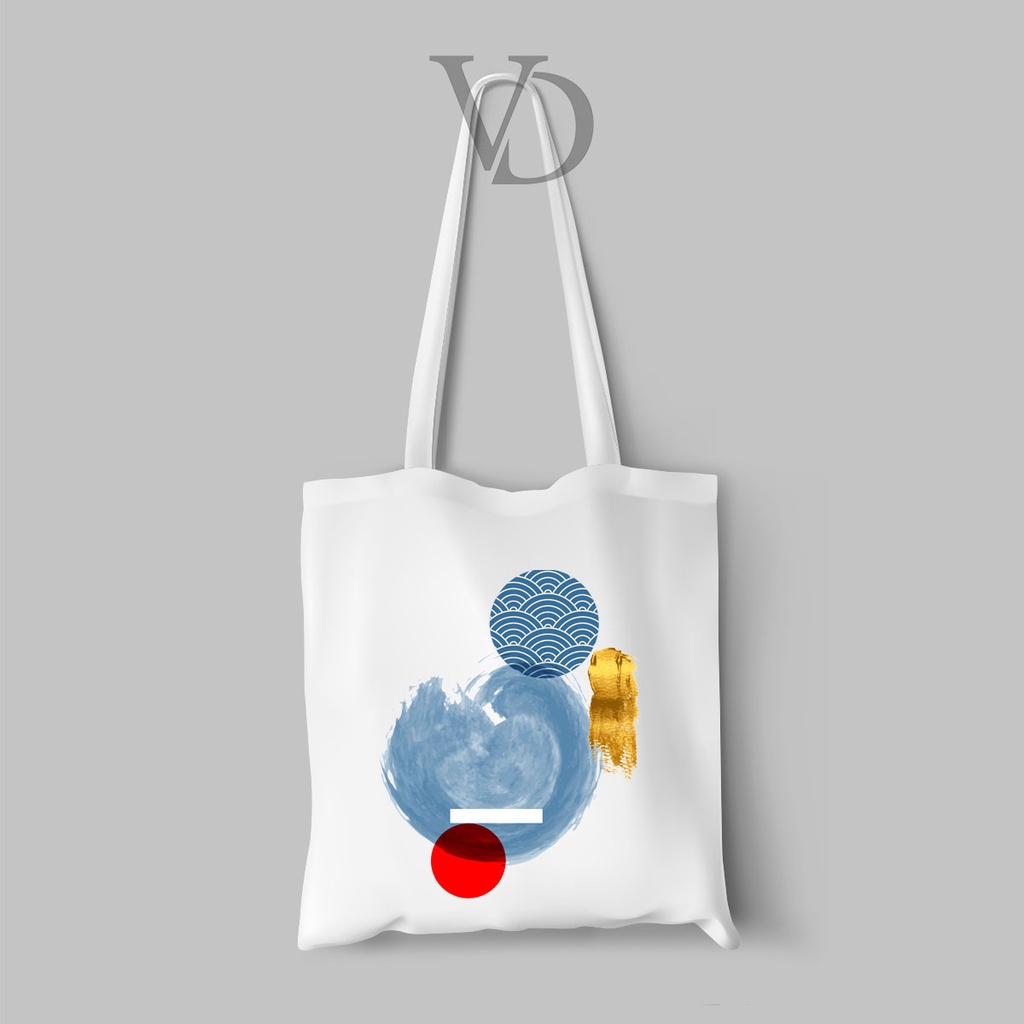 TOTE BAG KANVAS MOTIF ABSTRACT ART JEPANG / AESTHETIC TOTE BAG / TAS BELANJA MOTIF  JAPAN ABSTRAK