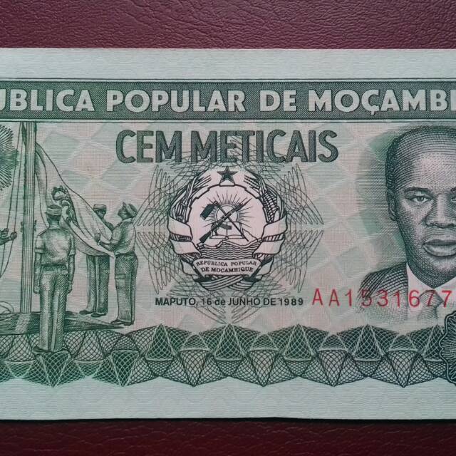 Uang asing 100 meticais mozambik