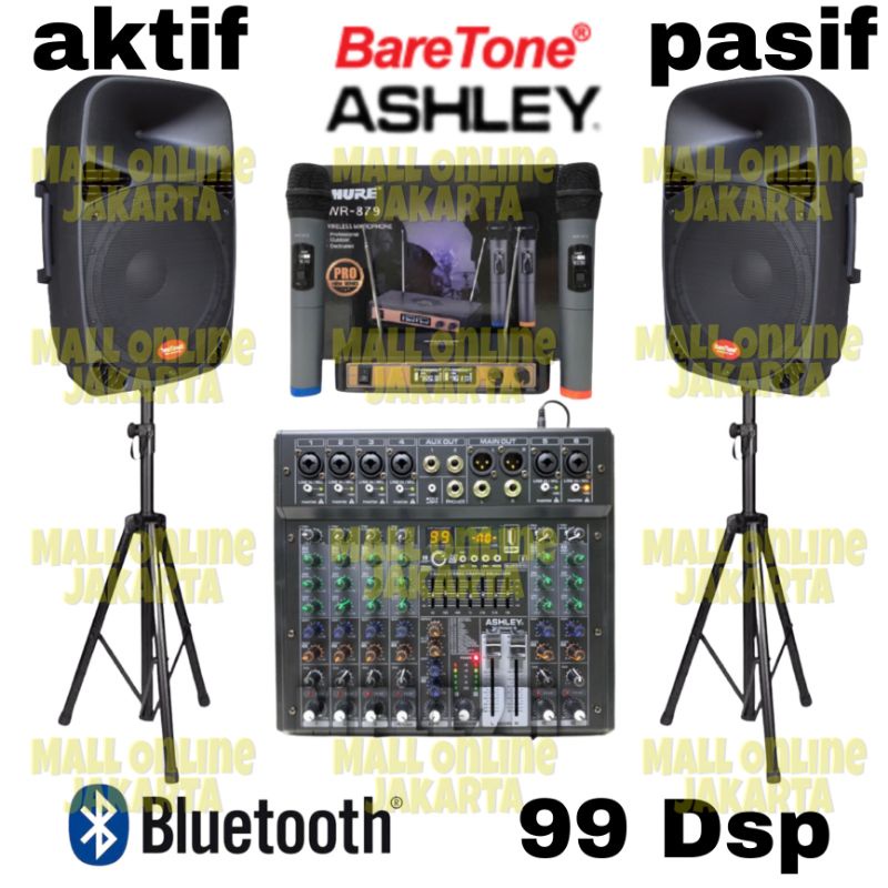 Paket Karaoke set Baretone 15 inch Aktif pasif Original