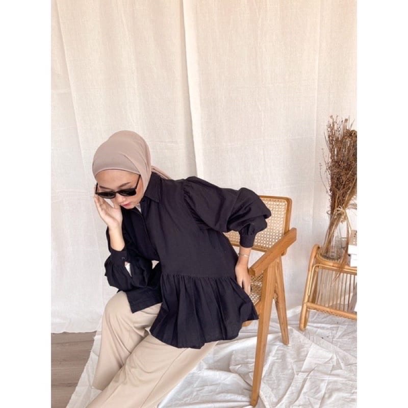 (DBY) KEMEJA GERLYNA OVERSIZE REMPEL ATASAN BLOUSE DAILY SHIRT OVERSIZE JUMBO