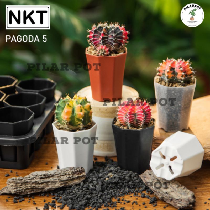 Pot bunga tanaman mini nkt pagoda 5 PUTIH - NKT PAGODA MINI