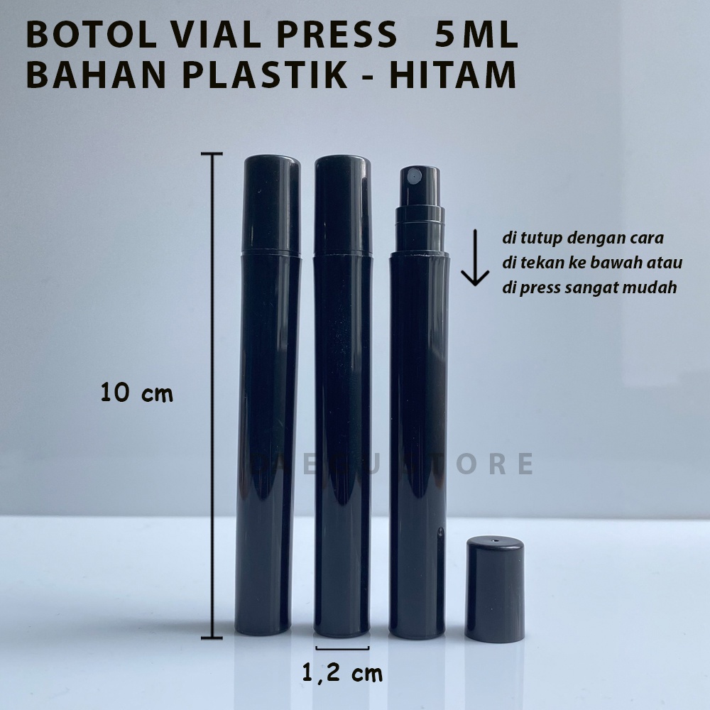 Botol Parfum Spray 5ml Pen Travel Vial Sample Plastik Hitam