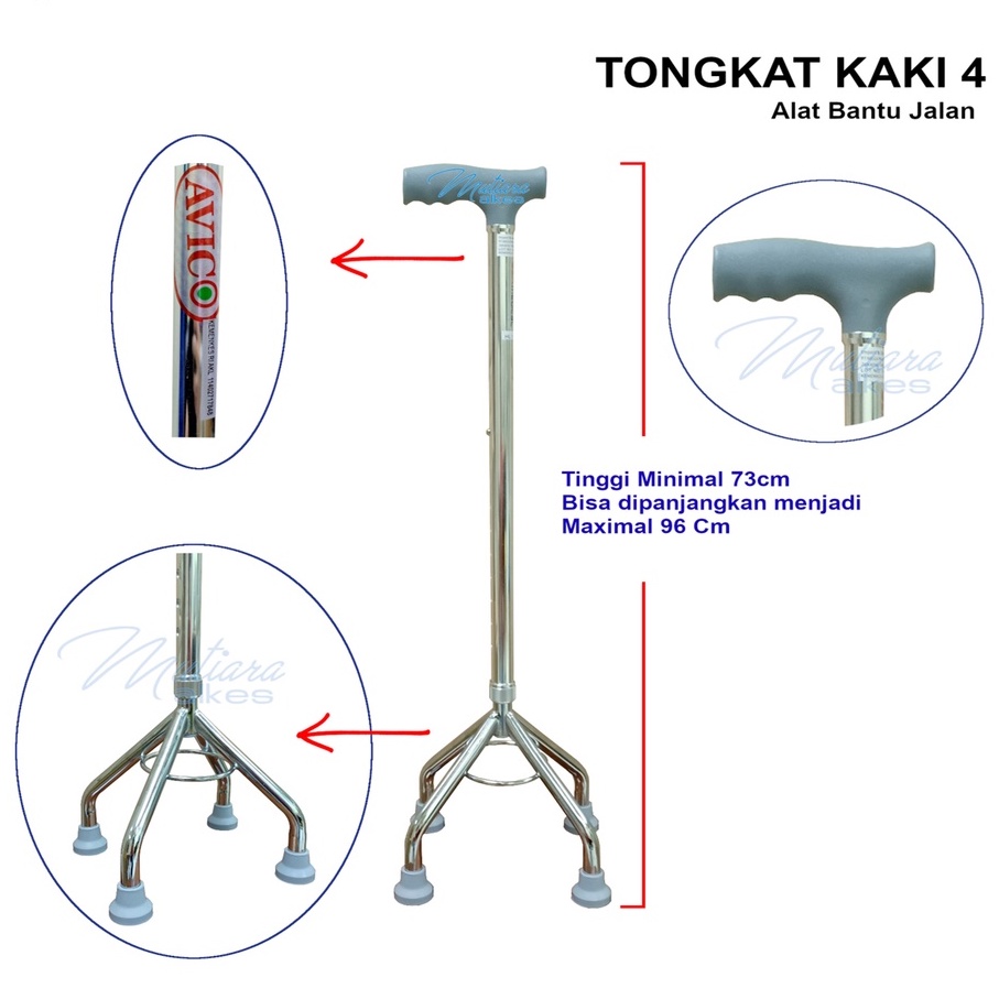 Image of Sella Tongkat Jalan Orang Tua Kaki 4 Empat Alumunium Kruk Alat Bantu Jalan 3 Tiga Manula 1 Lansia #3