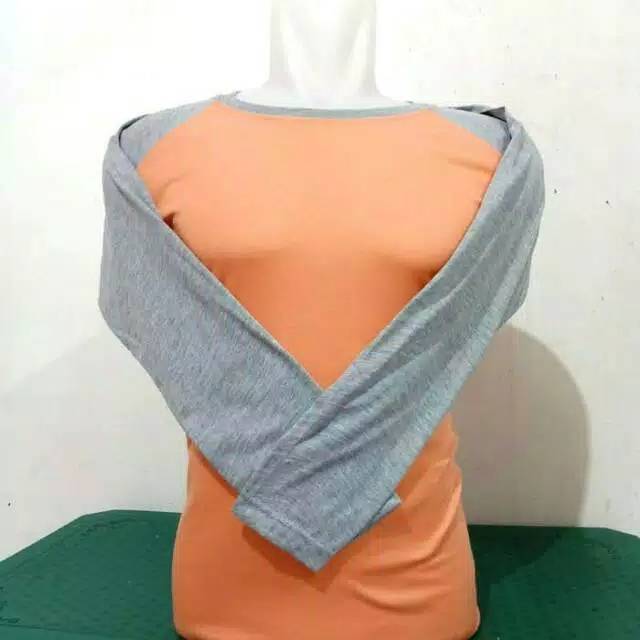 KAOS POLOS RAGLAN LENGAN PANJANG PEACH COMBINASI MISTY
