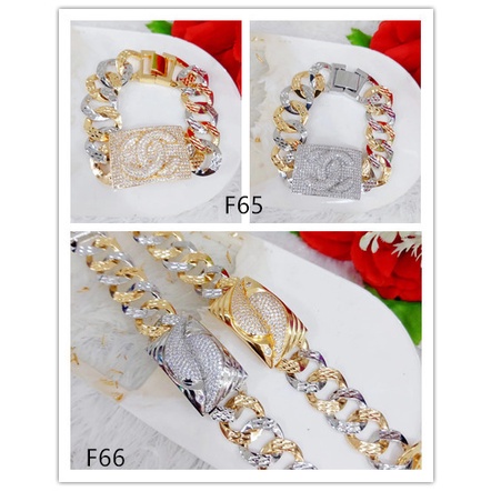 Gelang Xuping Permata Rantai Kombinasi Lapis Emas 18K F65.66