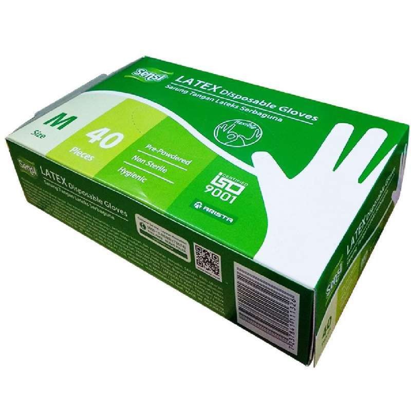 Sarung Tangan Sensi Latex Glove 40 pcs ukuran s,m,l keiko medika alkes jambi