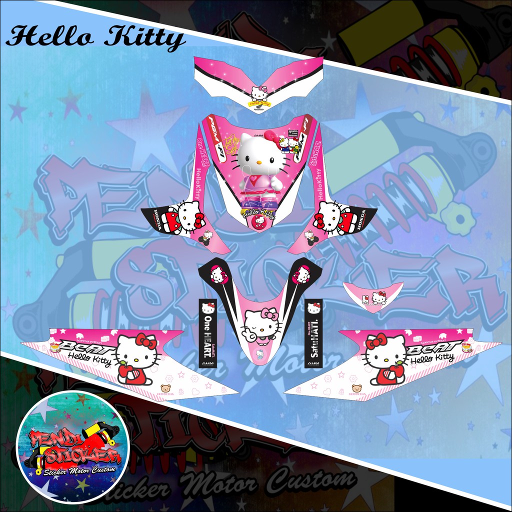 DECAL STICKER HONDA BEAT KARBU HELLO KITTY PINK